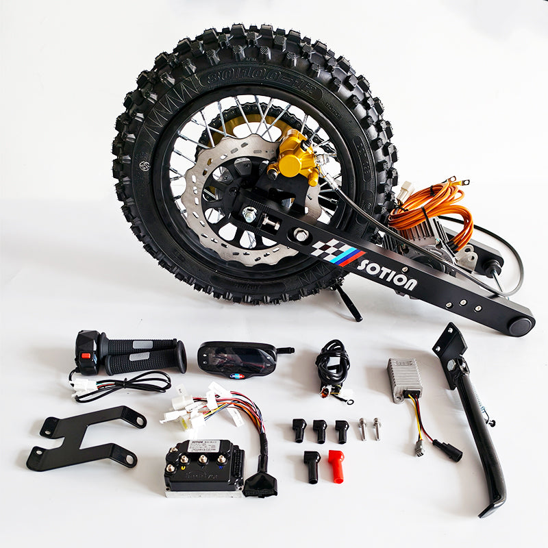SOTION 72V 7KW GTS11-D SWING ARM MOTOR Kit With Controller Throttle and Display 12-inch tires