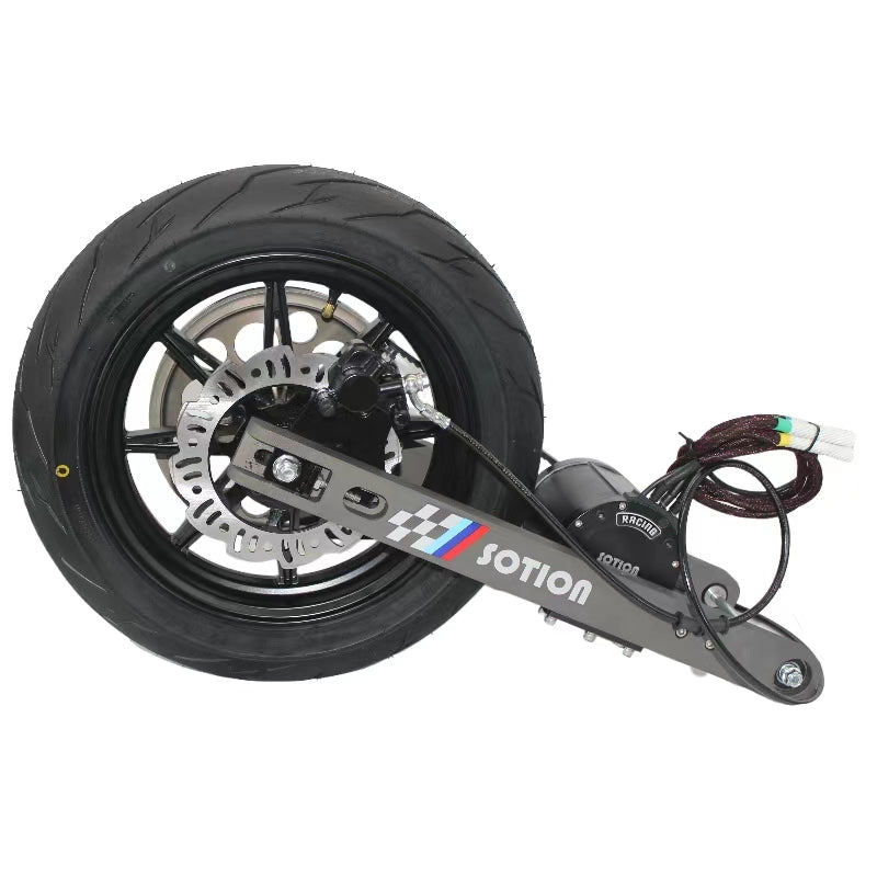 SOTION Super cool 5kw 72V Mid motor Belt Drive  wheel 12inch FW11  Swing arm