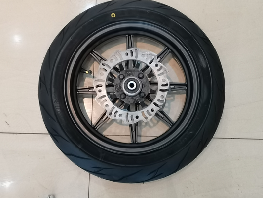 Aluminum front wheel set includes aluminum front wheel, disc brake, axle