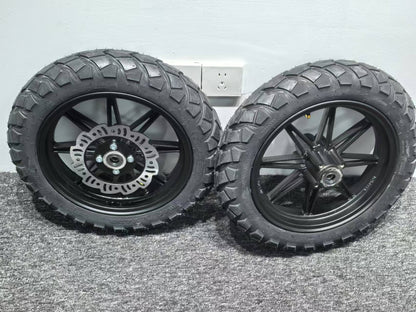 Aluminum front wheel set includes aluminum front wheel, disc brake, axle